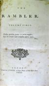 JOHNSON, SAMUEL.  The Rambler.  208 numbers in 2 vols.  1750-52 [with added preliminaries and general titles dated 1753].